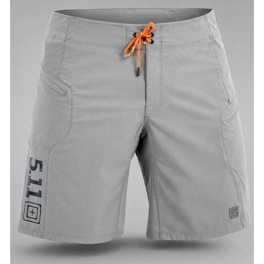 5.11 Tactical Mens Board Shorts 36 Gray Stretch Quick Dry Zip Pocket Training